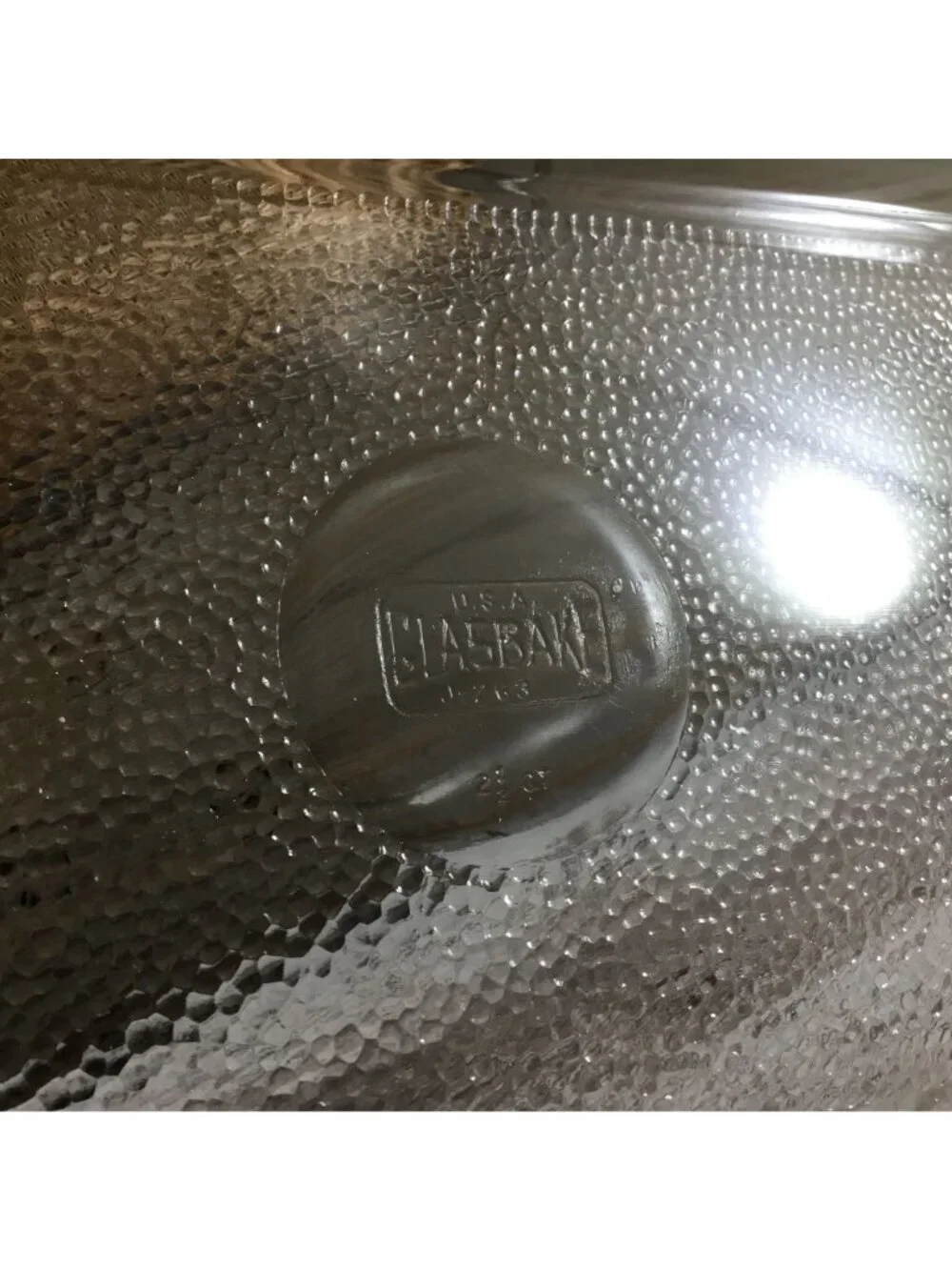 Vintage Glasbake 2½ Qt Rectangular Glass Dish w/ Wicker Basket & Metal Frame